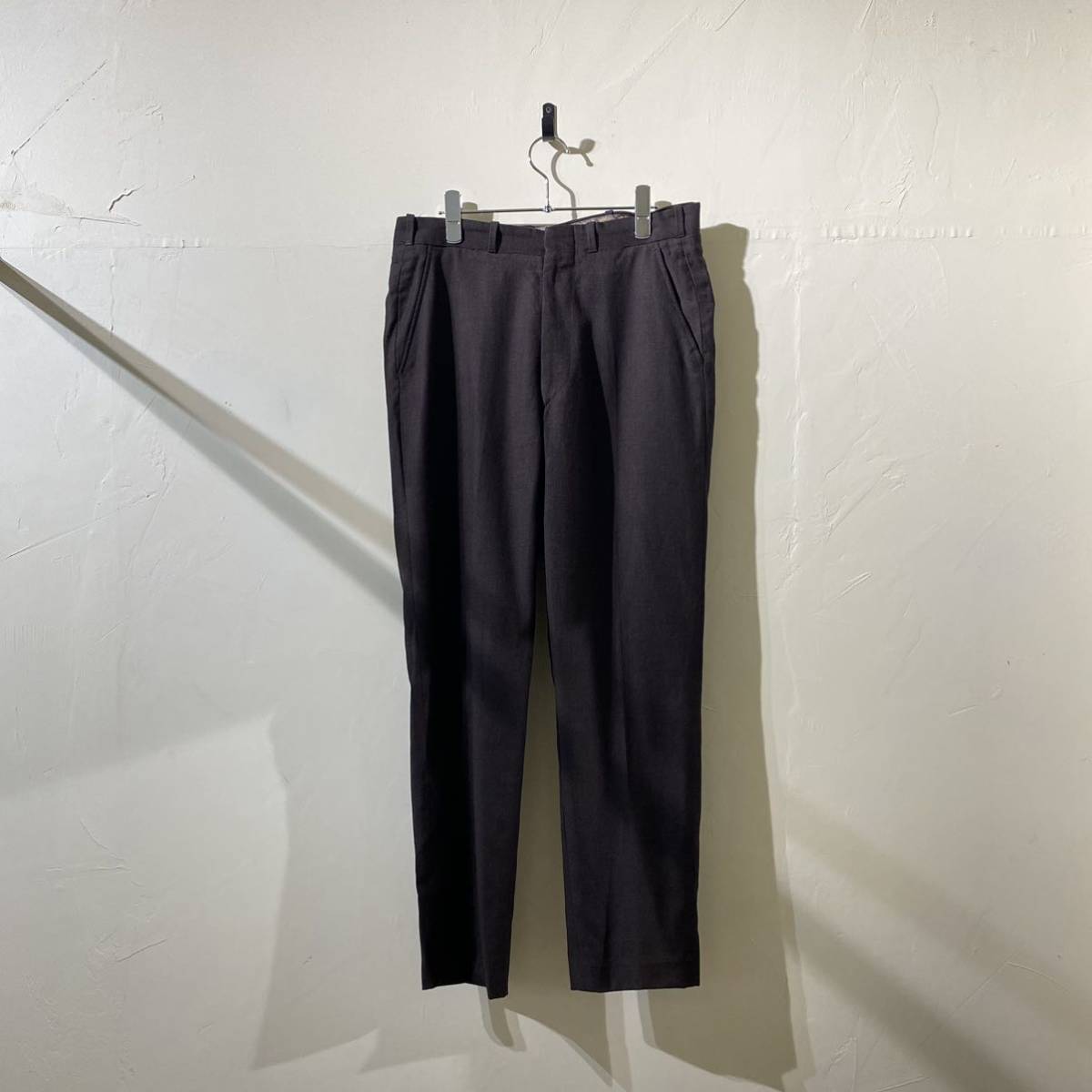 vintage brown wool slacks pants 古着 ビンテージ ウールパンツ ウールスラックス 80s 90s ノープリーツパンツ