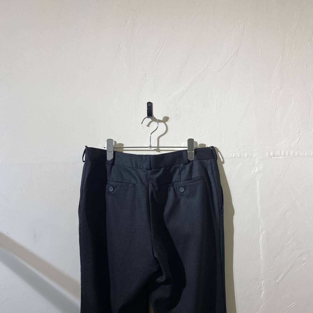 vintage euro black wool poly slacks pants ヨーロッパ古着 ビンテージ ウールスラックス 1タック ブラックスラックス 80s 90s_画像6