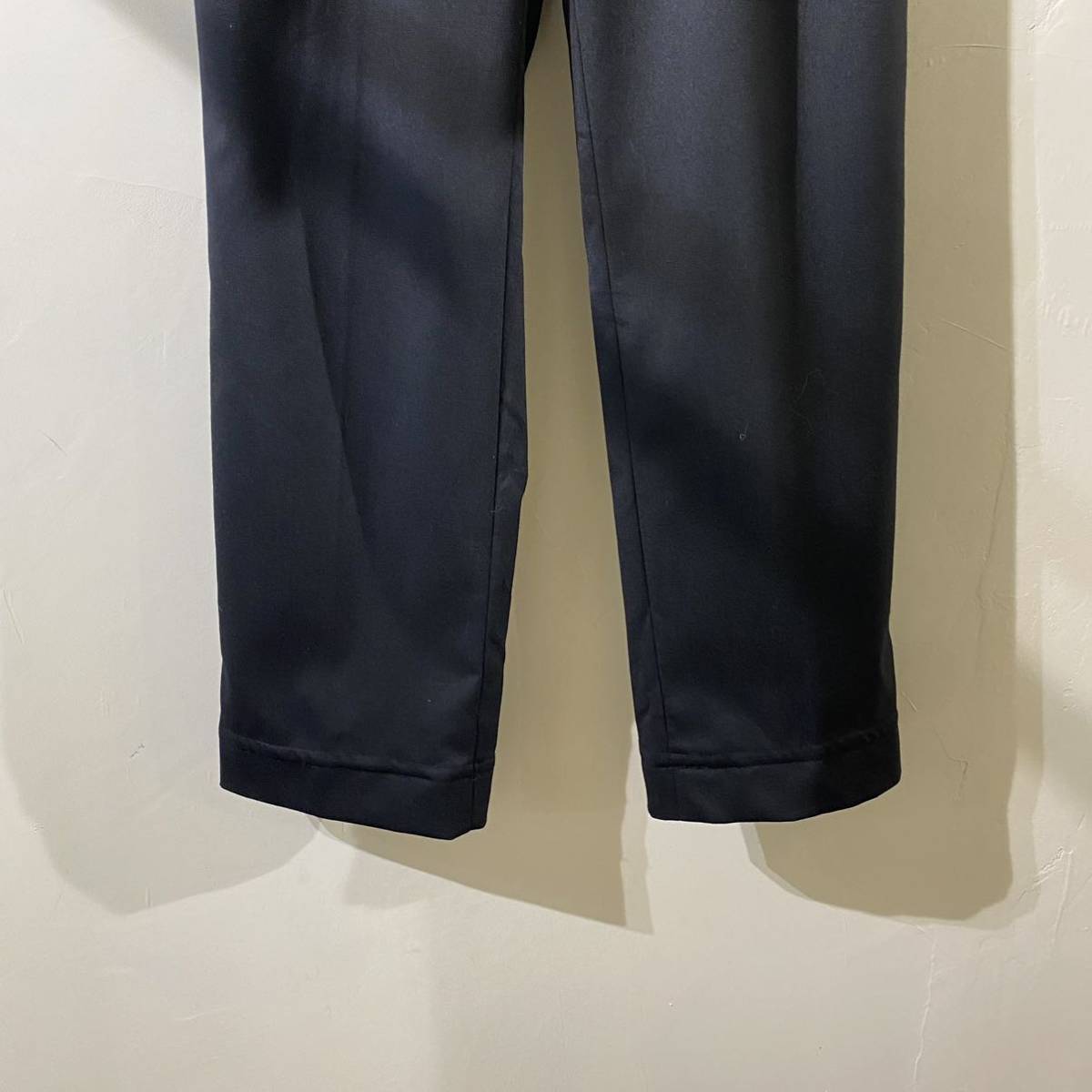 vintage euro black wool poly slacks pants ヨーロッパ古着 ビンテージ ウールスラックス 1タック ブラックスラックス 80s 90s_画像4