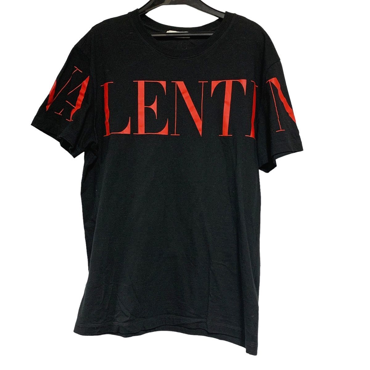 【中古】 VALENTINO ヴァレンティノ Tシャツロゴプリント ブラック レッドロゴ サイズM 半袖 バレンチノ メンズ 23036184 MY_画像2