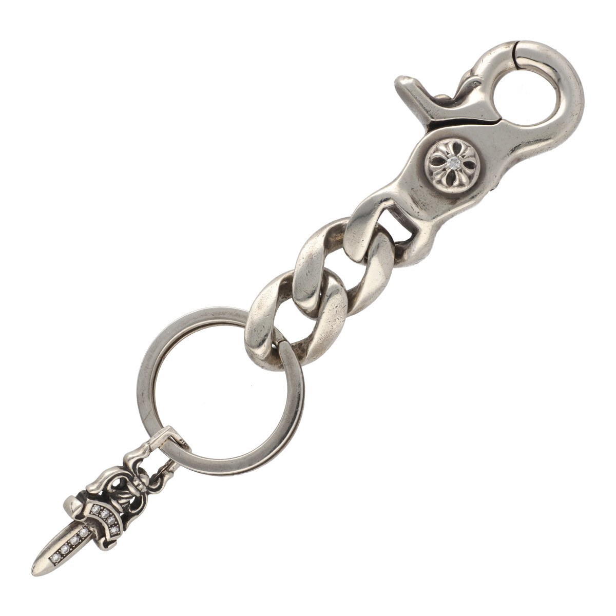 【中古】 CHROME HEARTS クロムハーツ キーホルダー キーチェーン クラシックリンク ショート アフターダイヤ加工 19041046RS_画像2