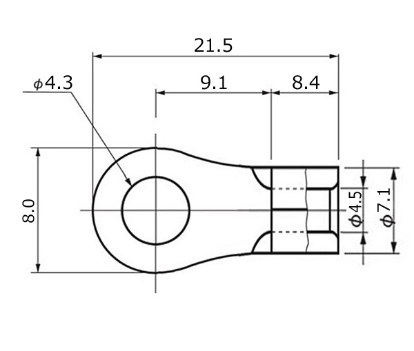  cat pohs free! non plating OFC high purity less oxygen copper round (R type ) pressure put on terminal 4 piece set R8-4S