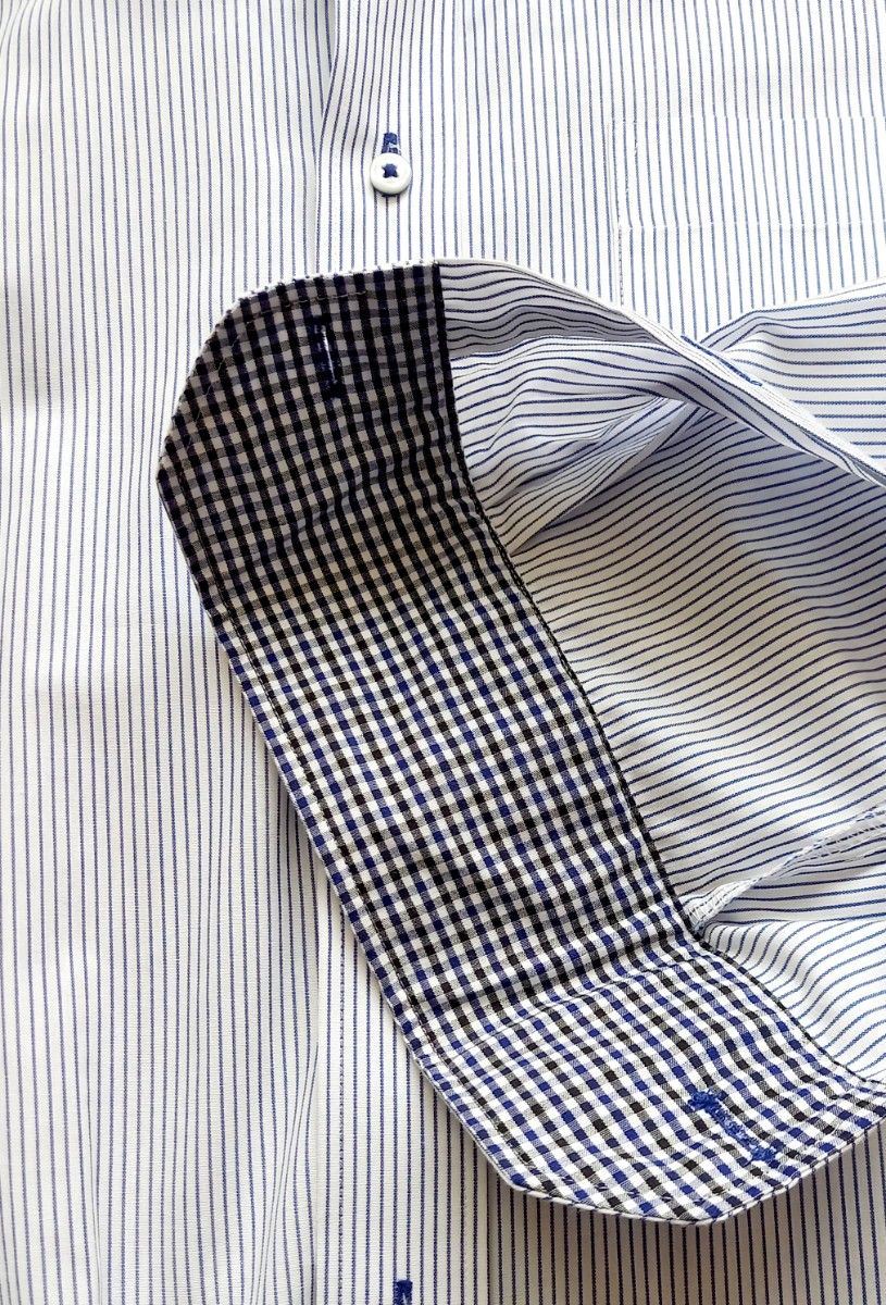 Yシャツ3枚セット 長袖/スーツカンパニー・ヒロミチナカノ Lサイズ41-84 ネイビー ブルー ギンガム ストライプ 美品・新品