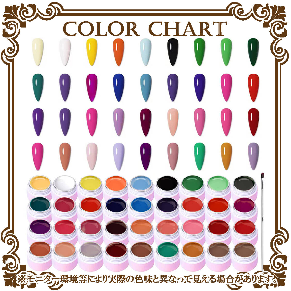 ジェルネイルポリッシュキット☆３６色８ml・ブラシ付き　～送料無料～_画像2