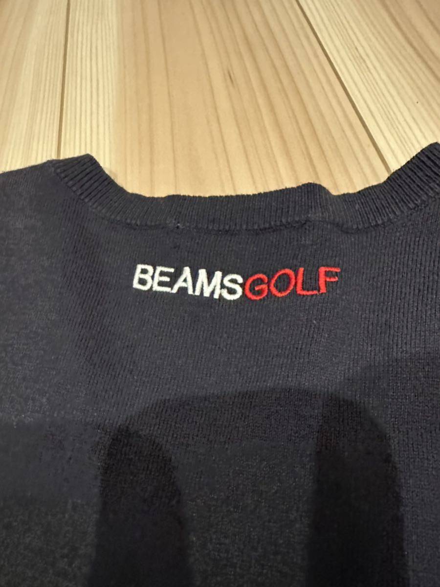 かわいいデザイン　BEAMS GOLF ビームスゴルフ　ニットベスト　ベスト　メンズ　サイズM ロゴ　ワッペン　ゴルフ　ゴルフウェア　総柄_画像6