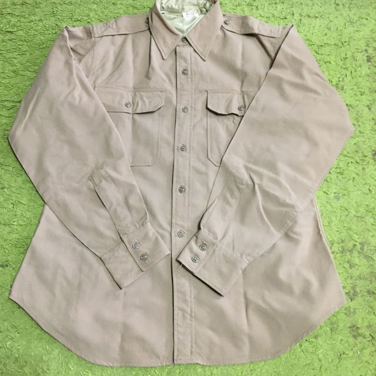 【made in USA】50's military deadstock/USARMY/SHIRT,MAN'S TROPICAL,WORSTED KHAKI SHADE M1,STAND-UP COLLAR/size16×35/台襟付き/