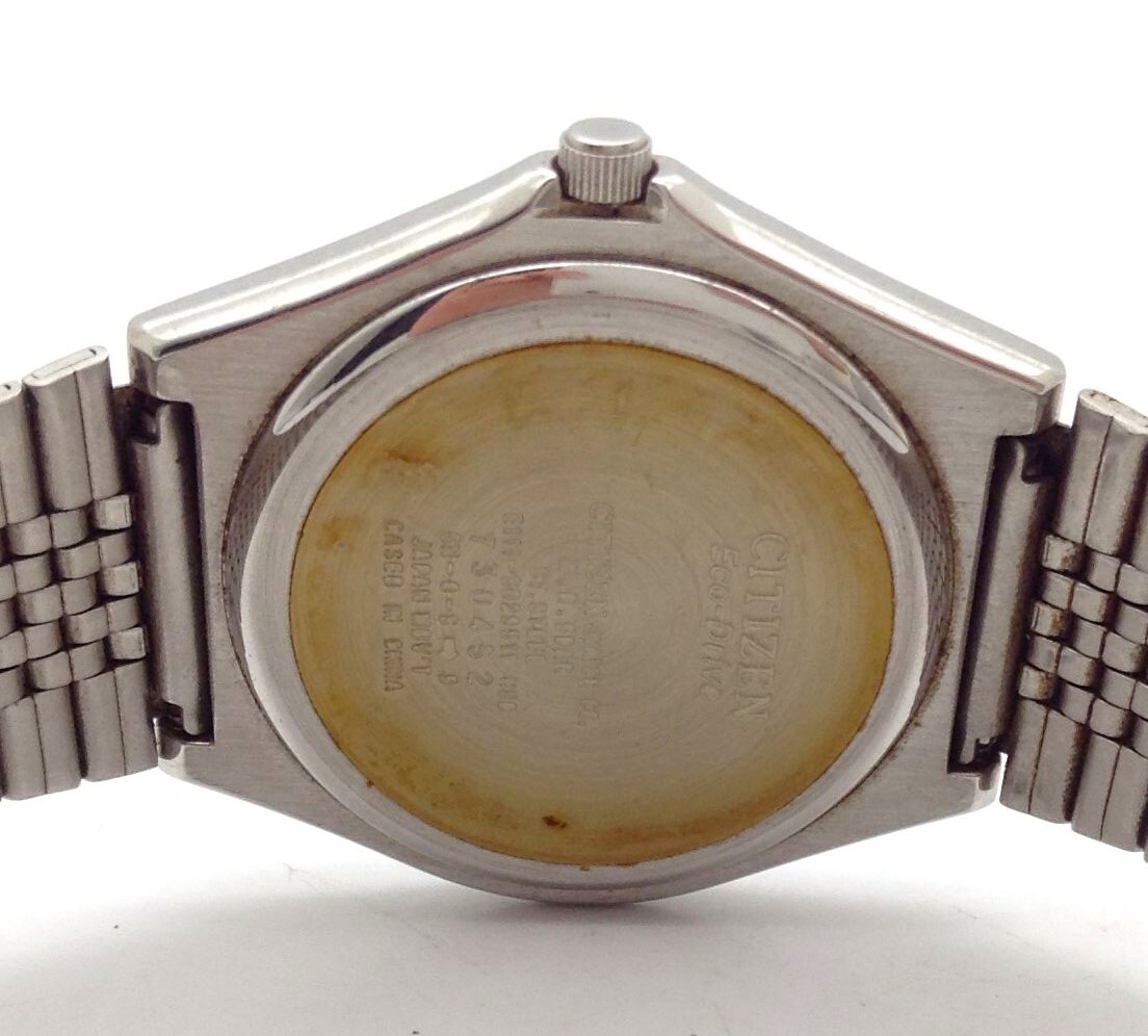 動作品【 CITIZEN Eco Drive 腕時計 E111-S029511 】シチズン ソーラー メンズ 腕時計 ホワイト文字盤 シルバー デイト MNの画像8