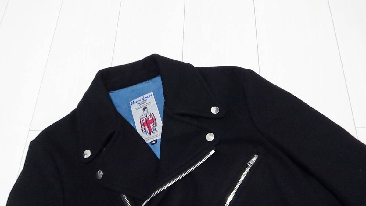 BLUES DRESS ブルードレス S ★上質 ウール ライダース ジャケット コート 黒 モッズ BLUESDRESS アウター_画像2