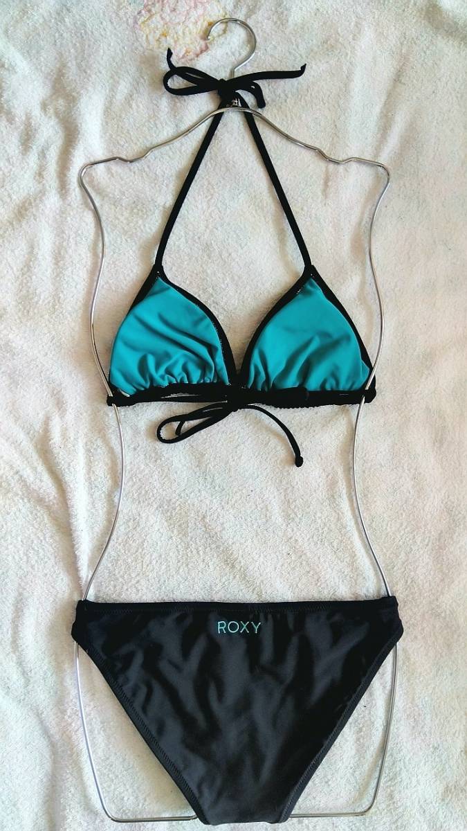 ROXY 三角ビキニ Mサイズ ブラック ゴールド ROXY(ロキシー) 黒の三角ビキニ 水着 Mサイズ 即決3000円送料