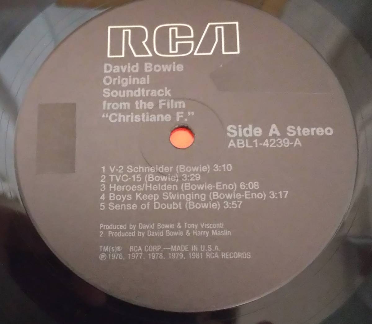 シュリンク付き美品 David Bowie/Original Soundtrack From The Film Christiane F. US Orig LP RCA ABL1-4239_画像3