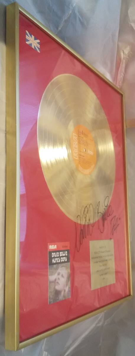 メガレア David Bowie/Hunky Dory UK Orig RCA RECORD宛て GOLD DISC + 初期フルネーム直筆サイン 1974年_画像9