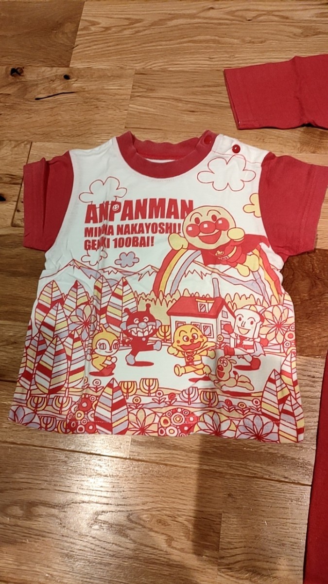 アンパンマン　パジャマ　３点セット　ズボン半袖Tシャツ　ロンT　80センチ　綿100％_画像2