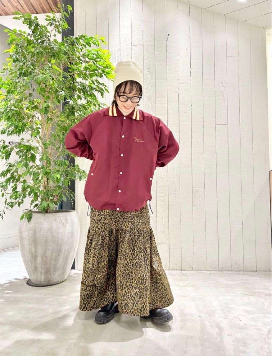 タックボリュームキャミロングワンピース ヒョウ柄 若槻千夏 RE タックボリュームキャミロングワンピース ヒョウ柄 若槻千夏 RE