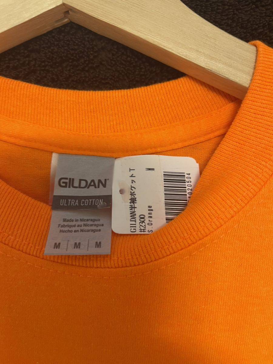 【新品未使用】GILDAN ギルダン 半袖 ポケットTシャツ サイズM オレンジ_画像5