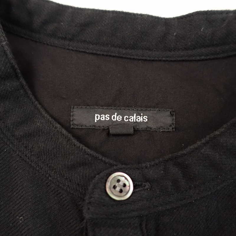 // pas de calais pas de calais * частота цвет длинный рубашка One-piece *36 хлопок фланель черный тянуть over длинный рукав (2-2401-413)[10B42]