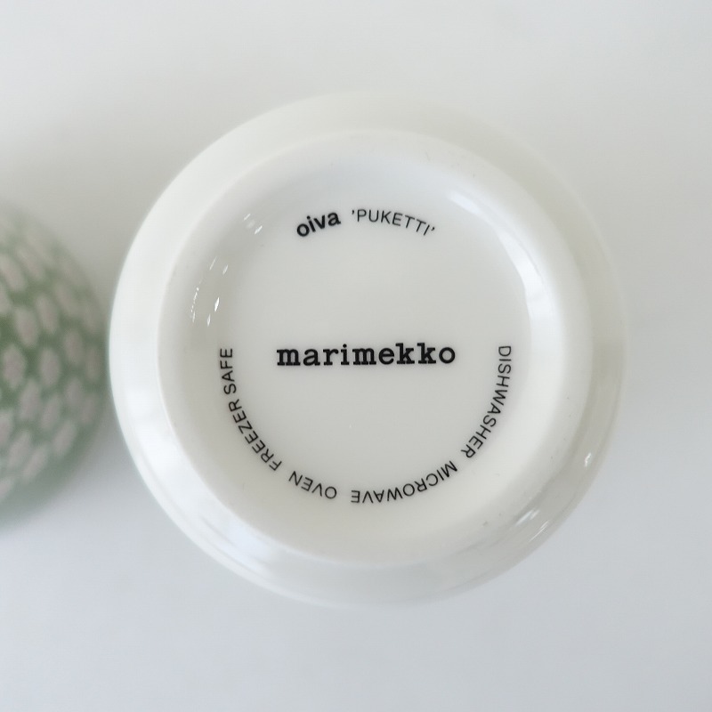 //【北欧】美品/2022春夏限定カラー/マリメッコ marimekko *PUKETTI ラテマグ ペールグリーン 2点セット*陶器(wa84-2309-98)【40B42a】_画像9