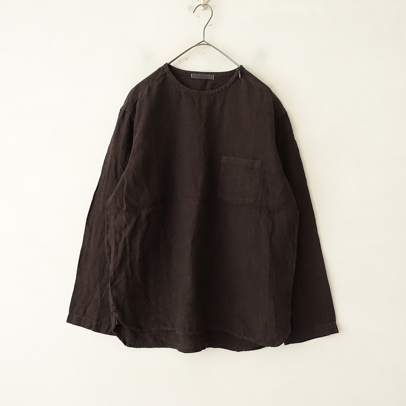 //【染/メンズ】ネストローブコンフェクト nest Robe CONFECT *リネンプルオーバー*3麻ブラウンシャツ(34-2401-116)【90B42】_画像1