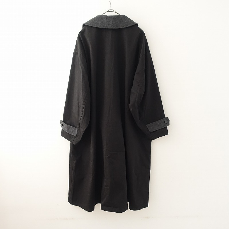 //【定価2.9万】ミズイロインド mizuiro-ind *ワイドロングコート*バイカラー配色ジャケットアウター(jk1-2402-186)【42B42】_画像2