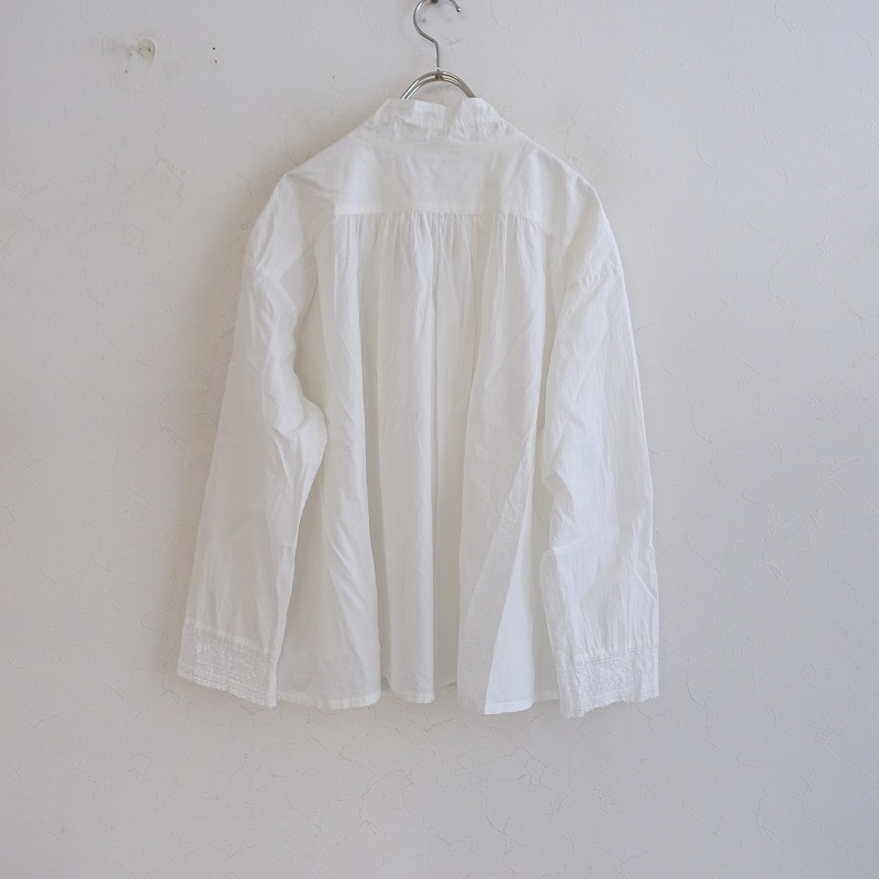 //【2023/定価3.6万】ガサ GASA *空に広がる霞雲 thin organic cotton スキッパーブラウス*白シャツ長袖(33-2402-239)【52B42】_画像2