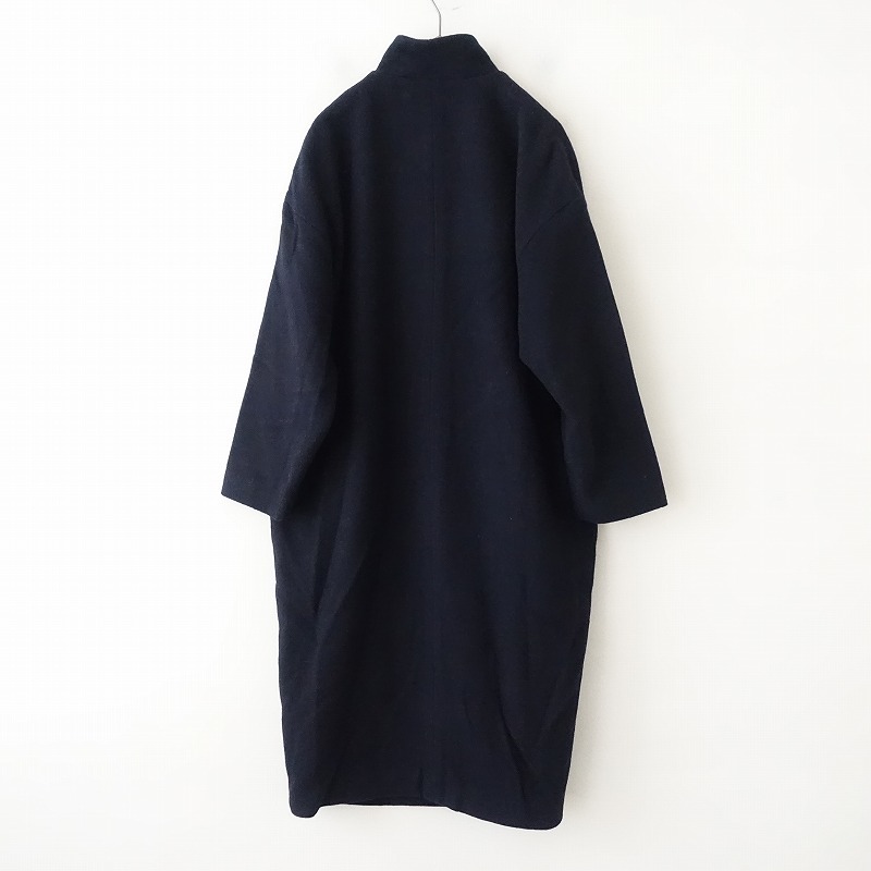 //[2022/ regular price 3.1 ten thousand ] light blue India mizuiro-ind* wool mosa stand-up collar long coat * thick nappy navy (mjk27-2402-45)[72B42]