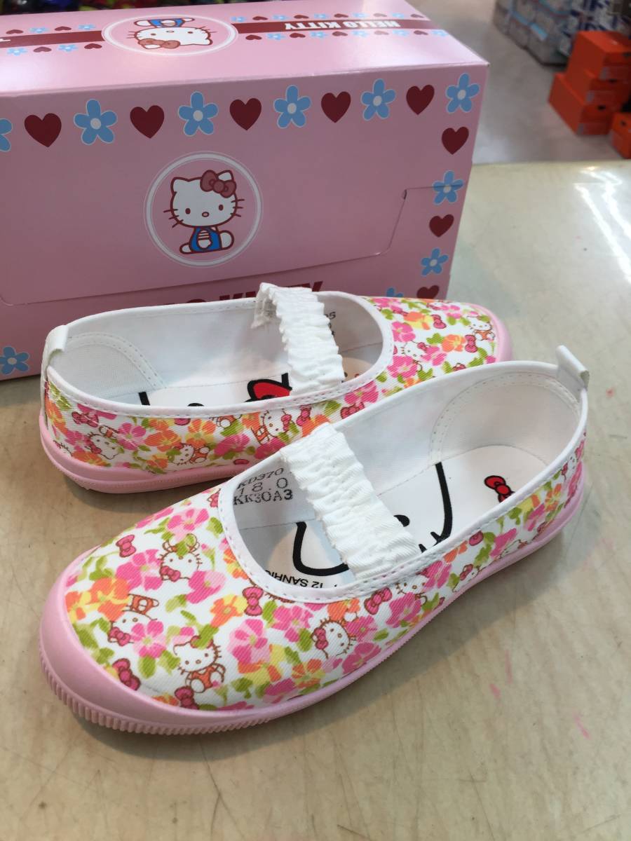  новый товар быстрое решение 19.0cm*ASAHI Asahi сменная обувь сверху обувь Sanrio Hello Kitty S04 Kids школьные туфли * безопасность безопасность оборка частота! сделано в Японии 