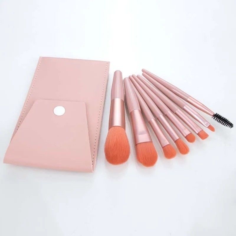 化粧ブラシ Pケース 8本セット ピンクメイクブラシ  韓国コスメ 化粧道具