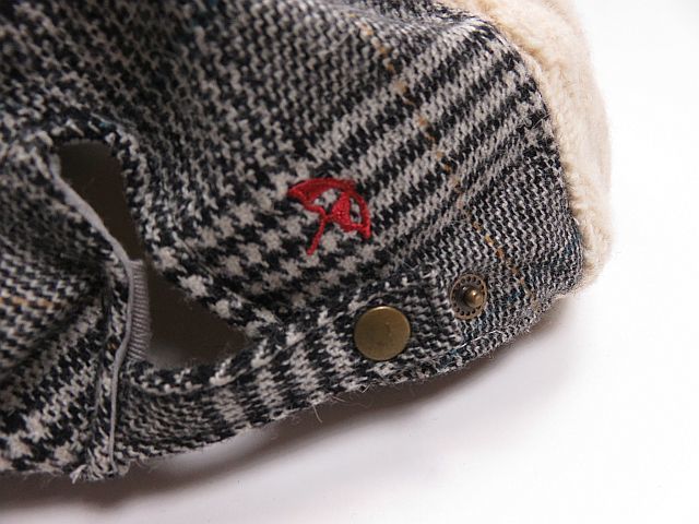  Arnold Palmer hunting cap hat knitted cable braided Point embroidery white gray check pattern 