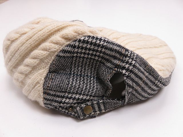  Arnold Palmer hunting cap hat knitted cable braided Point embroidery white gray check pattern 