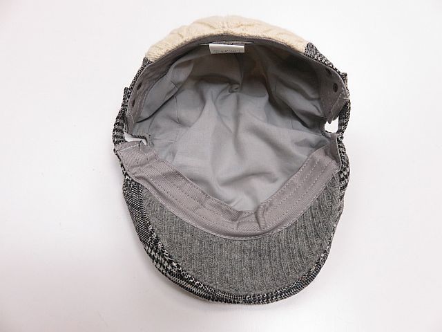  Arnold Palmer hunting cap hat knitted cable braided Point embroidery white gray check pattern 