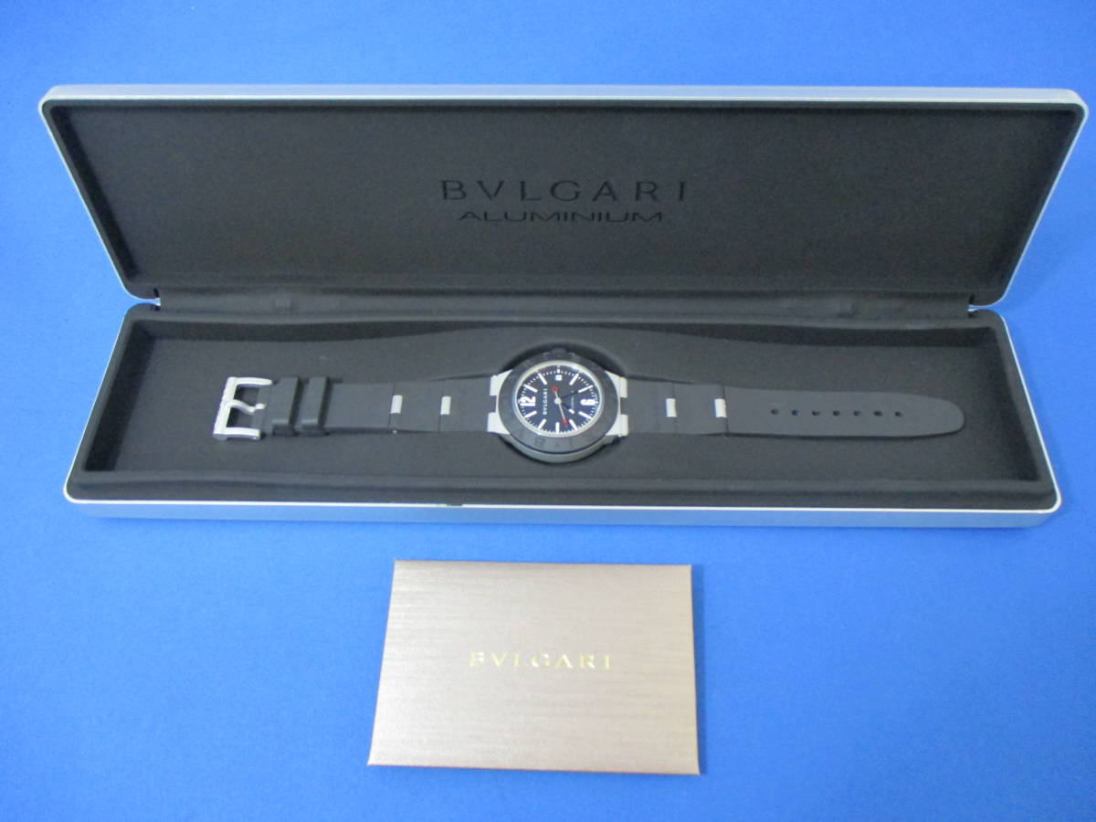 稼働品 BVLGARI ブルガリ メンズ ブルガリブルガリ アルミニウム×ラバー BB40AT 黒文字盤 自動巻き 腕時計【2831】