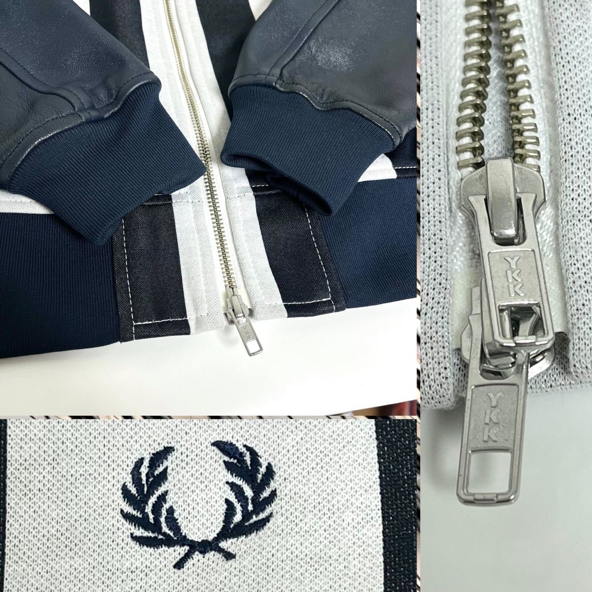 FRED PERRY フレッドペリー 羊革 ストライプ スタジャン レザー FRED PERRY フレッドペリー 羊革 ストライプ スタジャン レザー