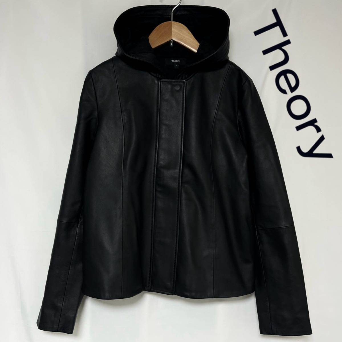 Theory theory SOFT LEATHER ZIP UP JKT leather original leather f-ti- jacket 2021 year of model lady's blouson XS S black black 
