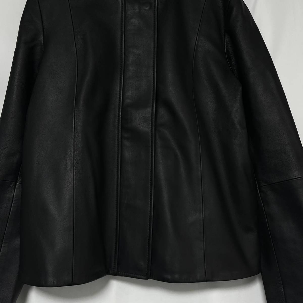 Theory セオリー SOFT LEATHER ZIP UP JKT レザー 本革 フーディー ジャケット 2021年モデル レディース ブルゾン XS S ブラック　黒_画像4