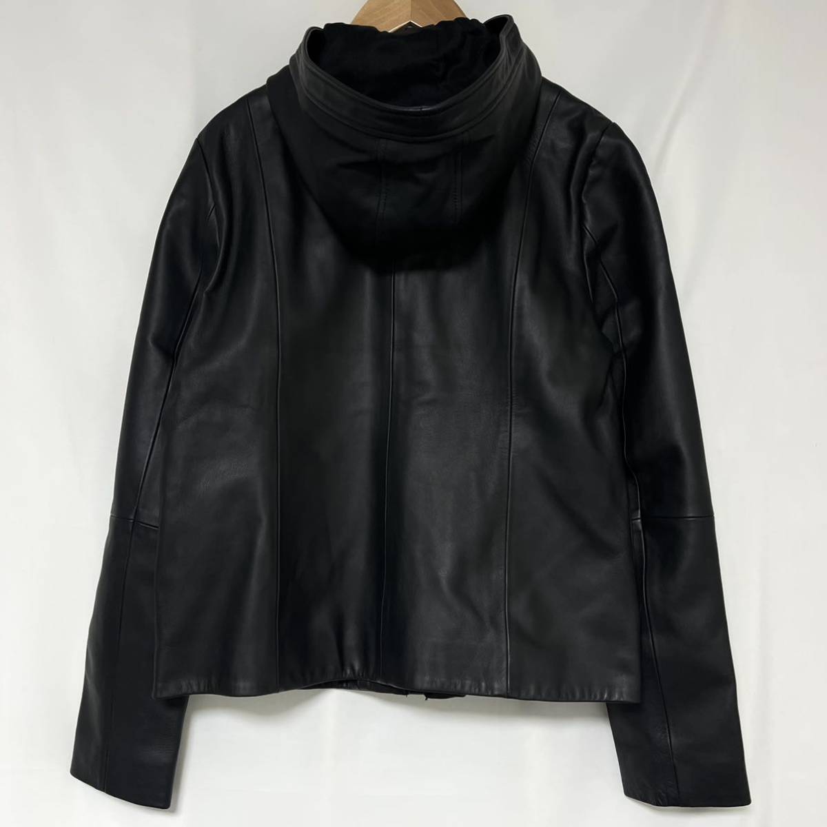 Theory セオリー SOFT LEATHER ZIP UP JKT レザー 本革 フーディー ジャケット 2021年モデル レディース ブルゾン  XS S ブラック　黒