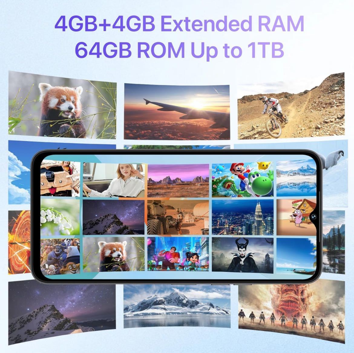 SIMフリー スマートフォン8GB RAM+64GB ROM 1TBまで拡張 Android 13 6.52インチ 1300万画素メインカメラ デュアルSIM_画像5