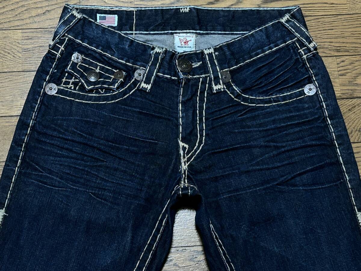 TRUE RELIGION トゥルーレリジョン RICKY SUPERT デニムパンツ 未裾直 濃いインディゴ 米国製 31 BJBD.B