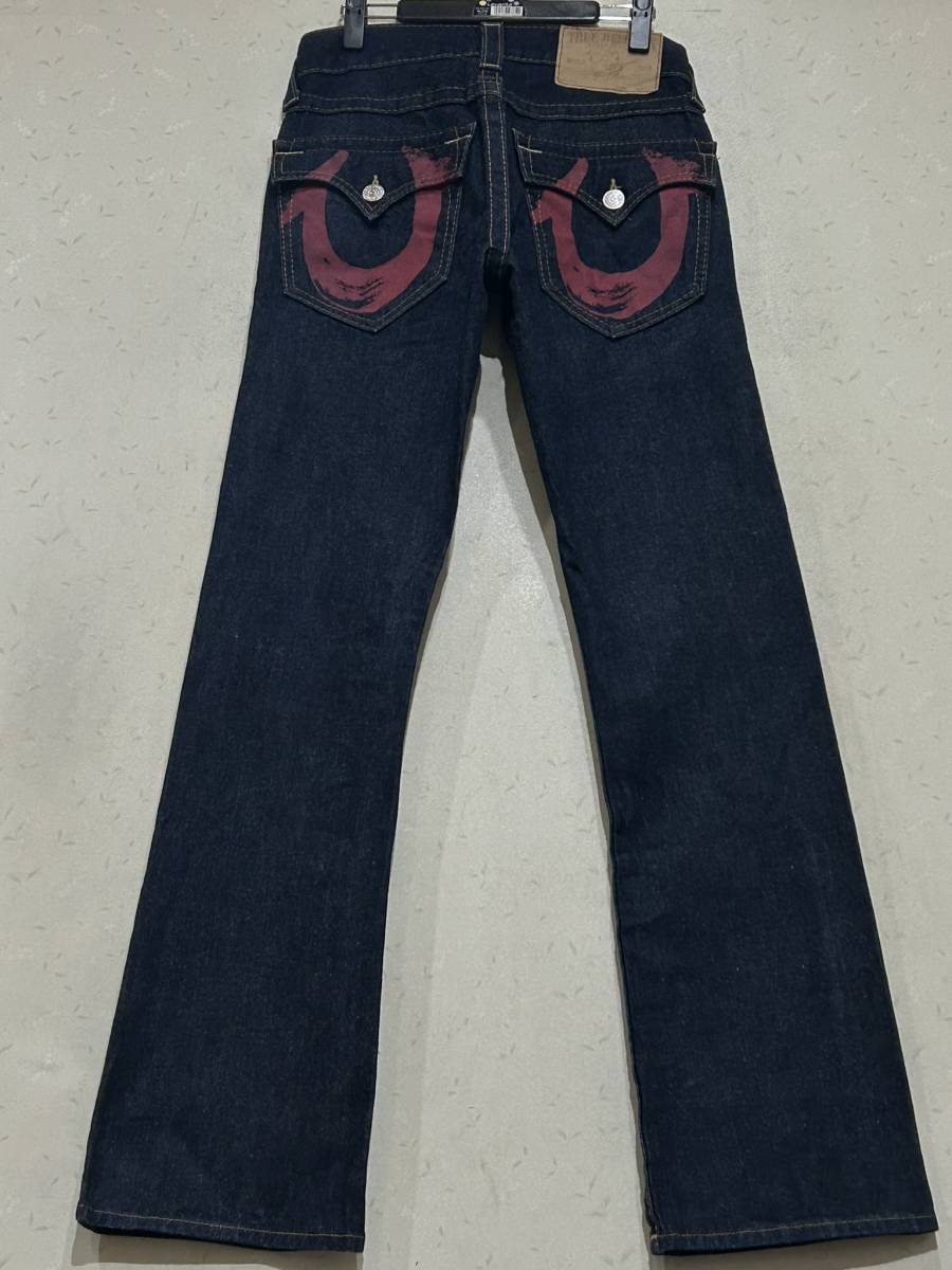 ※TRUE RELIGION トゥルーレリジョン BILLY ペイント デニムパンツ 未裾直 濃紺 米国製 希少サイズ 27 　　　 BJBD.B_画像1