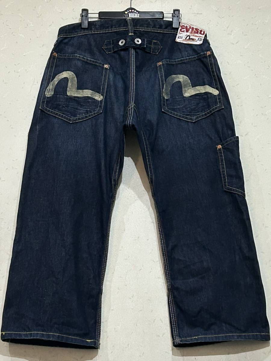 ※EVISU エヴィス エビス ユーロエヴィス シンチバック クロップド デニムパンツ 濃紺 33 　　　　　　 BJBD.B