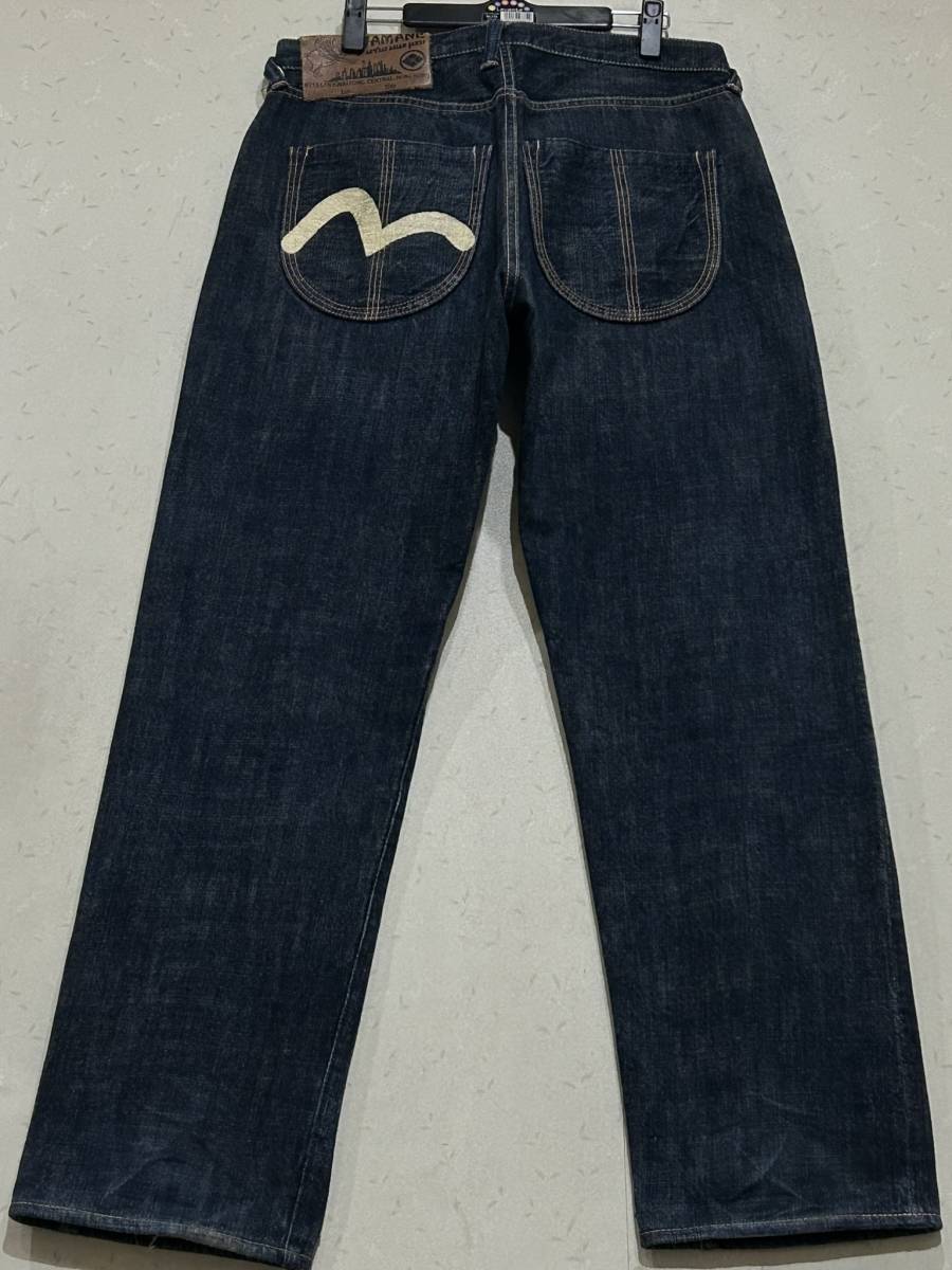 ※YAMANE ヤマネ EVISU エヴィス エビス LOT 1926S 片カモメペイント セルビッチ デニムパンツ 濃紺 33 　　　　　　　　 BJBD.B