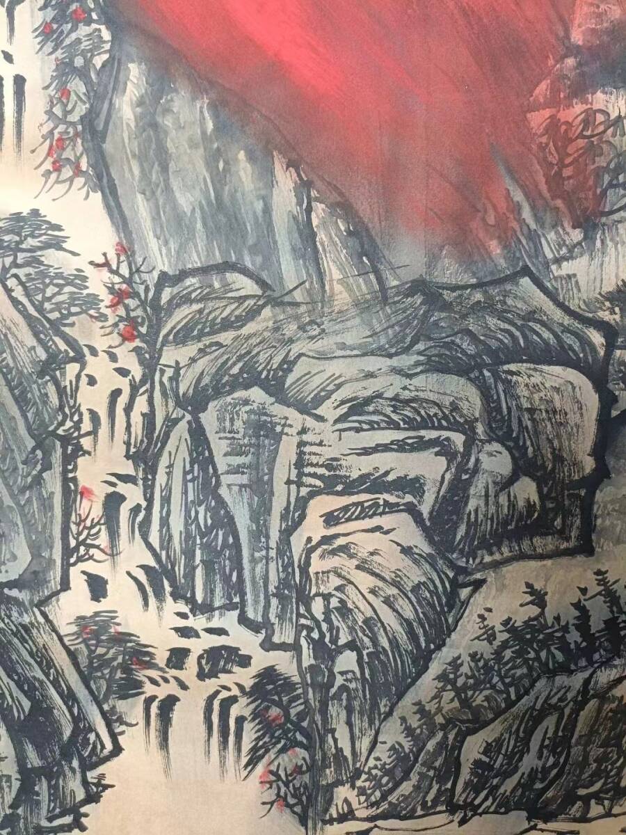 中国 古画 書畫 收藏 古絲綢古法手作業で表装する【作者張大千 中国 古画 書畫 收藏 古絲綢古法手作業で表装する【作者張大千