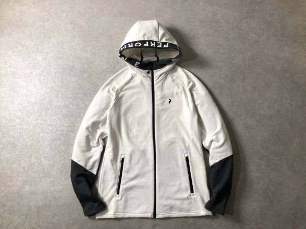 定価1.7万●PeakPerformance●登山アウトドア ストレッチ ウォーム パーカー RIDER ZIP HOOD●ピークパフォーマンス●ホワイト_画像3