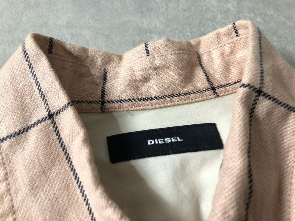 DIESEL●春色ピンク●リネン１００％ ウィンドウペン シャツ●ディーゼル_画像5