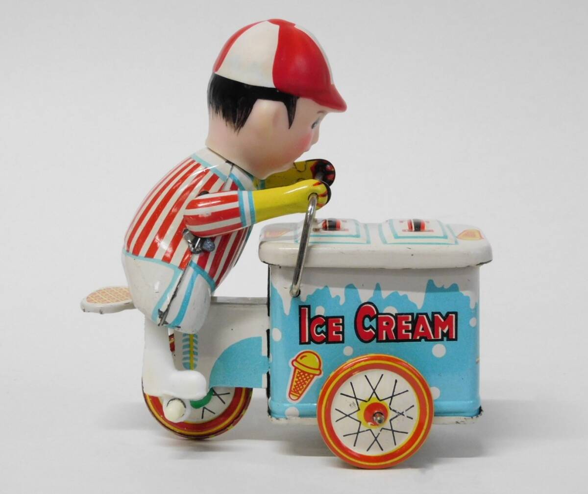 即決♪ ブリキ アイスクリーム屋さん ゼンマイ（動作確認済）ICE CREAM VENDER 三輪車 冰淇淋車_画像5