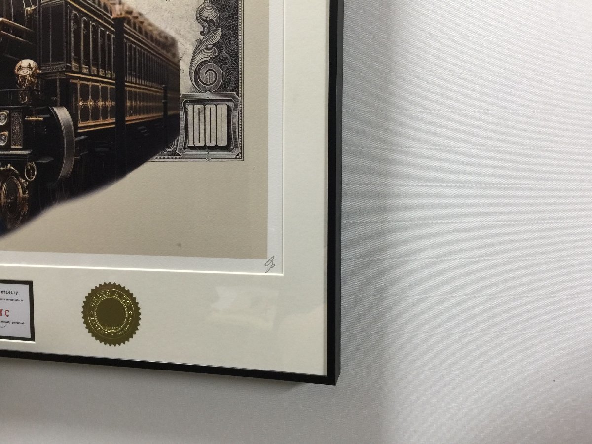 DEATH NYC 額付き 世界限定100枚 アートポスタ 蒸気機関車 CHANEL 紙幣 現代アート_画像5
