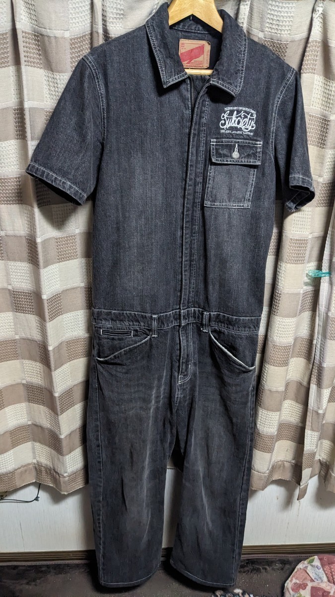 Subciety デニム つなぎ サブサエティ 刺繍 ツナギ 半袖 Subciety デニム つなぎ サブサエティ 刺繍 ツナギ 半袖