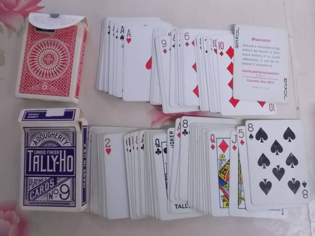 9M○/05/手品マジック奇術トリック　トランプ　TALLY-HO PLAYING CARDS 4個セット/A DOYGHERTY LINOID FINISH NO.9_画像3