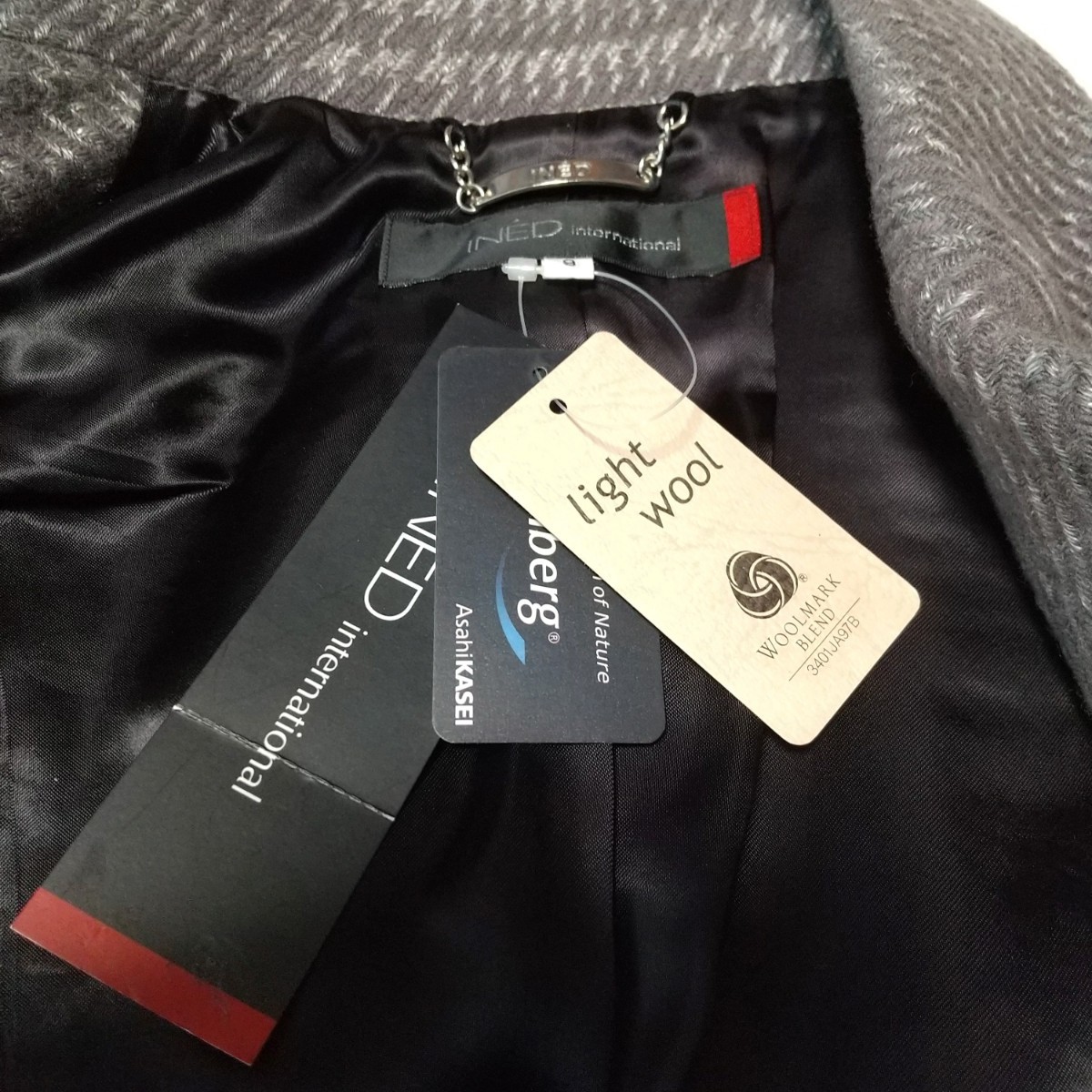 [ бесплатная доставка ] не использовался *INED Ined 9 номер шерсть tailored jacket linen женский серый с биркой обычная цена 4 десять тысяч сделано в Японии формальный осень-зима 