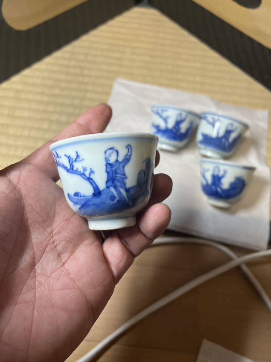 中国美術　唐子　染付　唐物 時代物　煎茶道具　煎茶碗　大明成化年製_画像2