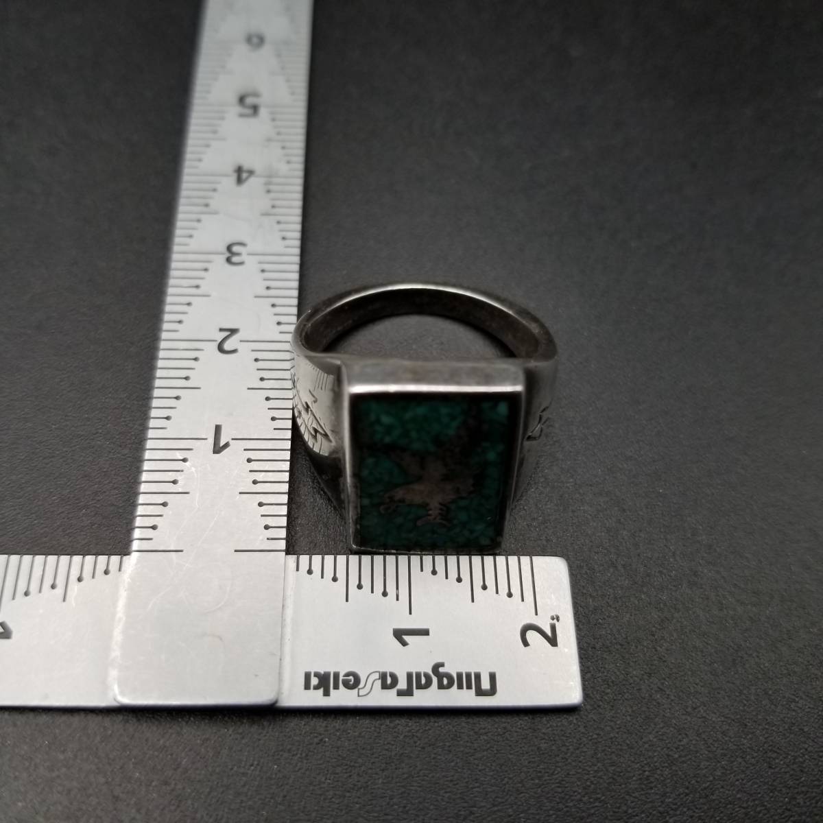 Carolyn Pollack Eagle square sig net crash turquoise 925 silver Vintage ring ring silver men's jewelry .R13-F