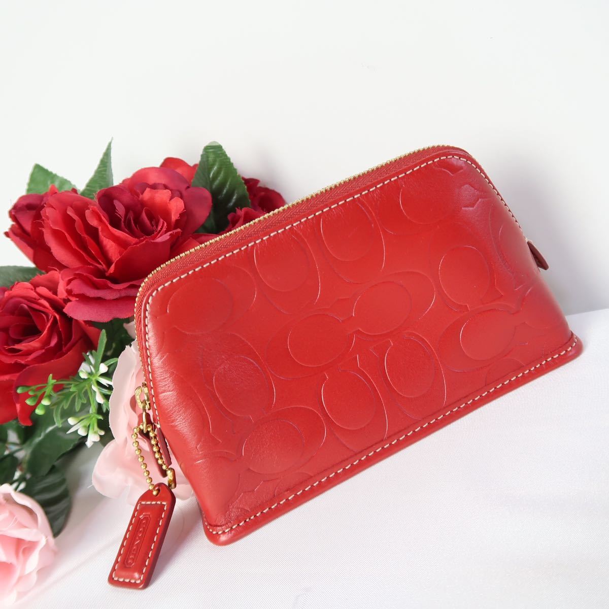 s695 極美品 コーチ シグネチャー ポーチ 赤レッドレザーCOACH|Yahoo s695 極美品 コーチ シグネチャー ポーチ 赤レッドレザーCOACH|Yahoo